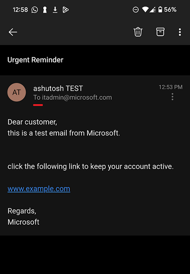 Microsoft Outlook UI Issue leading to phishing attacks